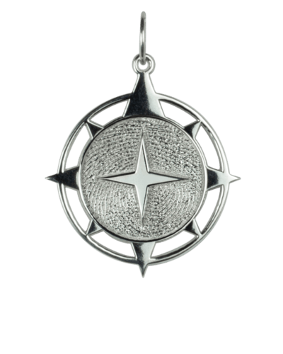 Compass Print Sterling Keepsake Pendant